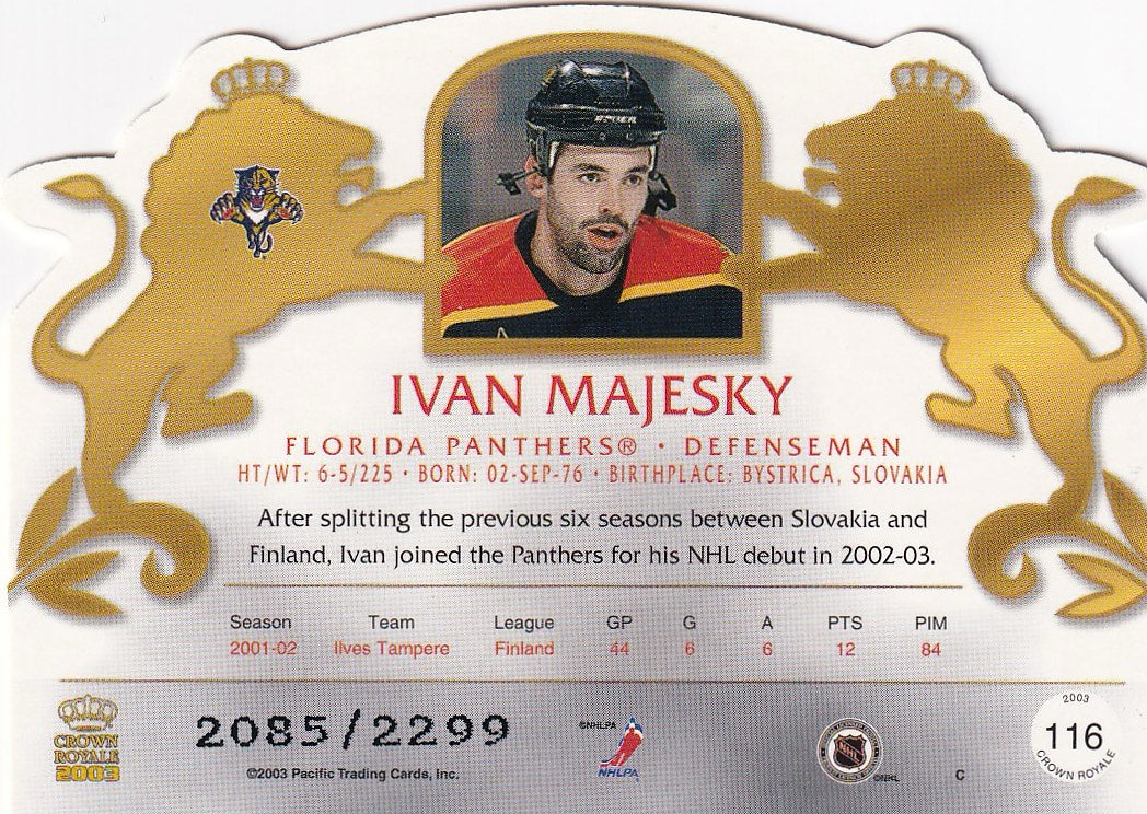 2002-03 Pacific Crown Royale Hockey Rookie #/2299 #116 Florida Panthers (Ivan Majesky)