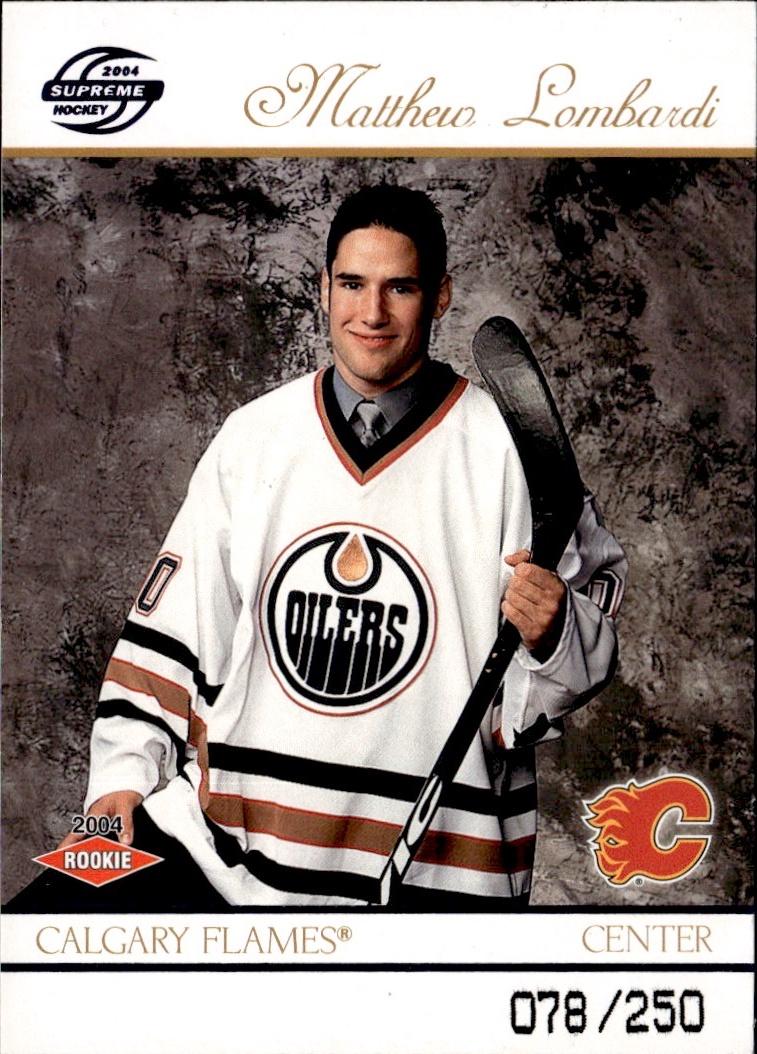 2003-04 Pacific Supreme Hockey Blue Rookie #/250 #108 Calgary Flames (Matthew Lombardi)
