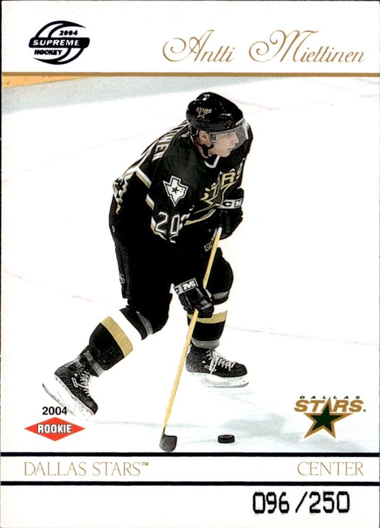 2003-04 Pacific Supreme Hockey Blue Rookie #/250 #116 Dallas Stars (Antti Miettinen)