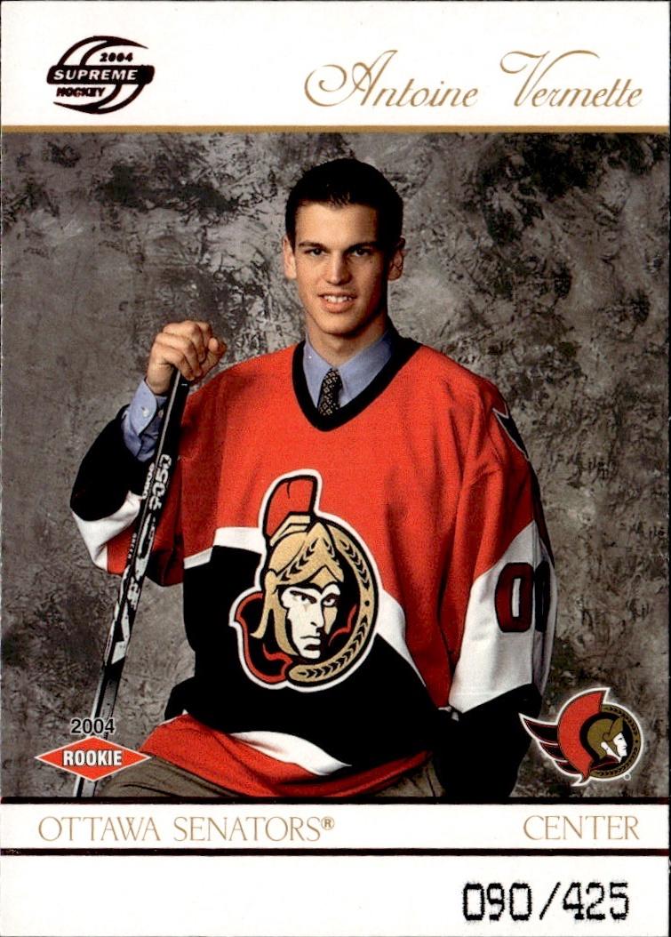 2003-04 Pacific Supreme Hockey Red Rookie #/425 #130 Ottawa Senators (Antoine Vermette)
