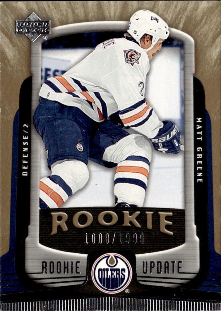 2005-06 Upper Deck Rookie Update Hockey #/1999 #132 Edmonton Oilers (Matt Greene)