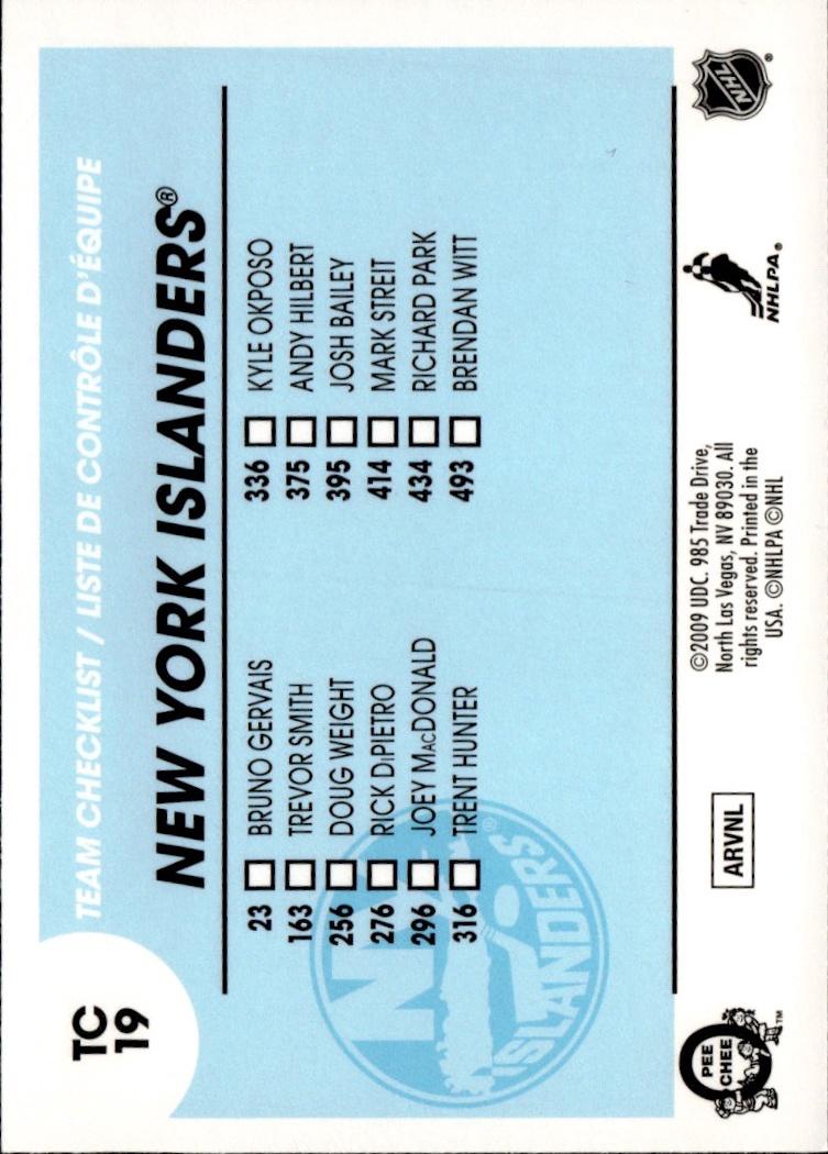 2009-10 O-Pee-Chee Hockey Team Checklists #TC19 New York Islanders (Mark Streit)