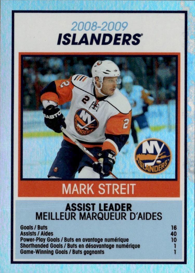 2009-10 O-Pee-Chee Hockey Team Checklists #TC19 New York Islanders (Mark Streit)