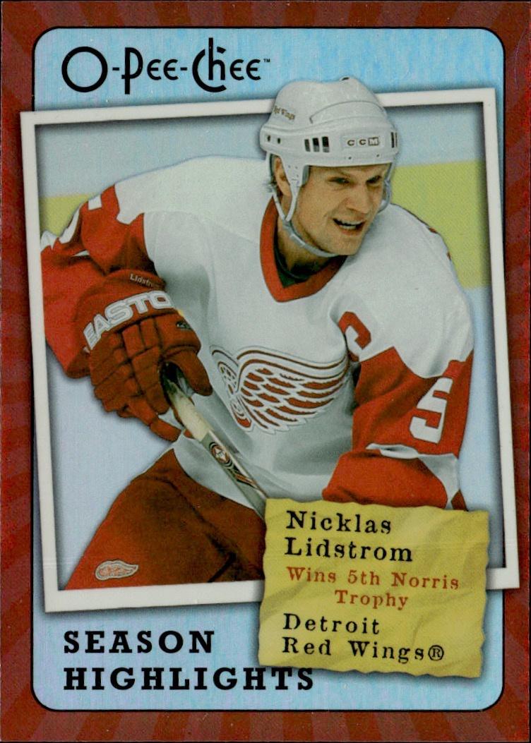 2007-08 O-Pee-Chee Hockey Pee-Chee - Season Highlights #SH19 Detroit Red Wings (Nicklas Lidstrom)