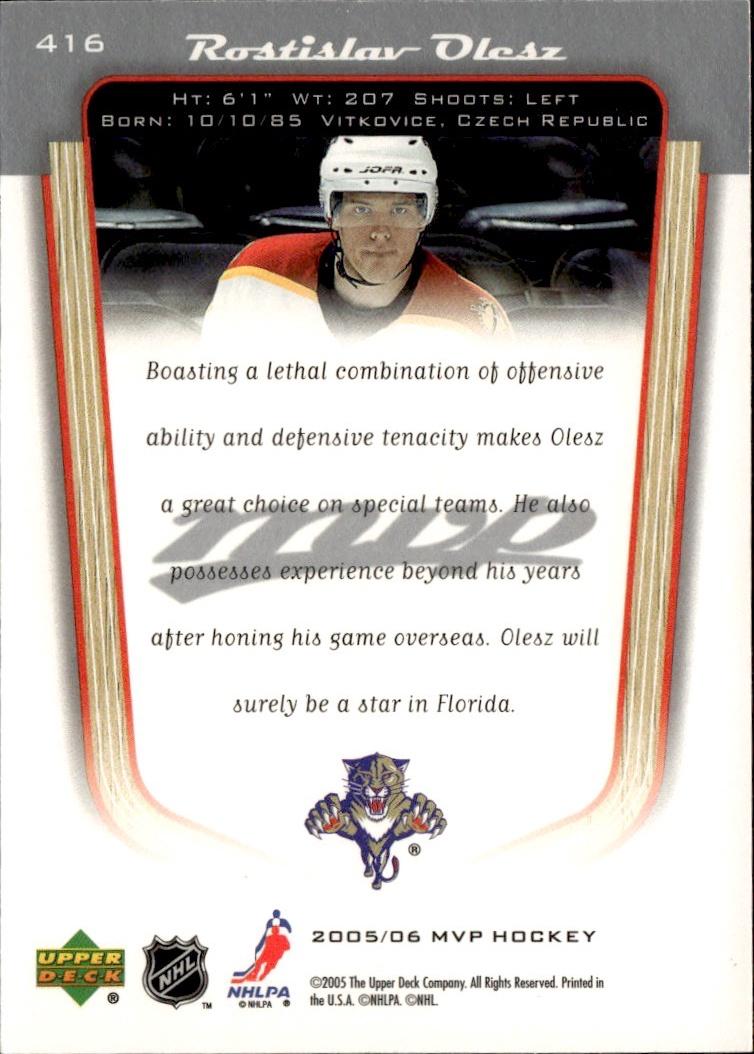 2005-06 Upper Deck MVP Hockey Rookie #416 Florida Panthers (Rostislav Olesz)