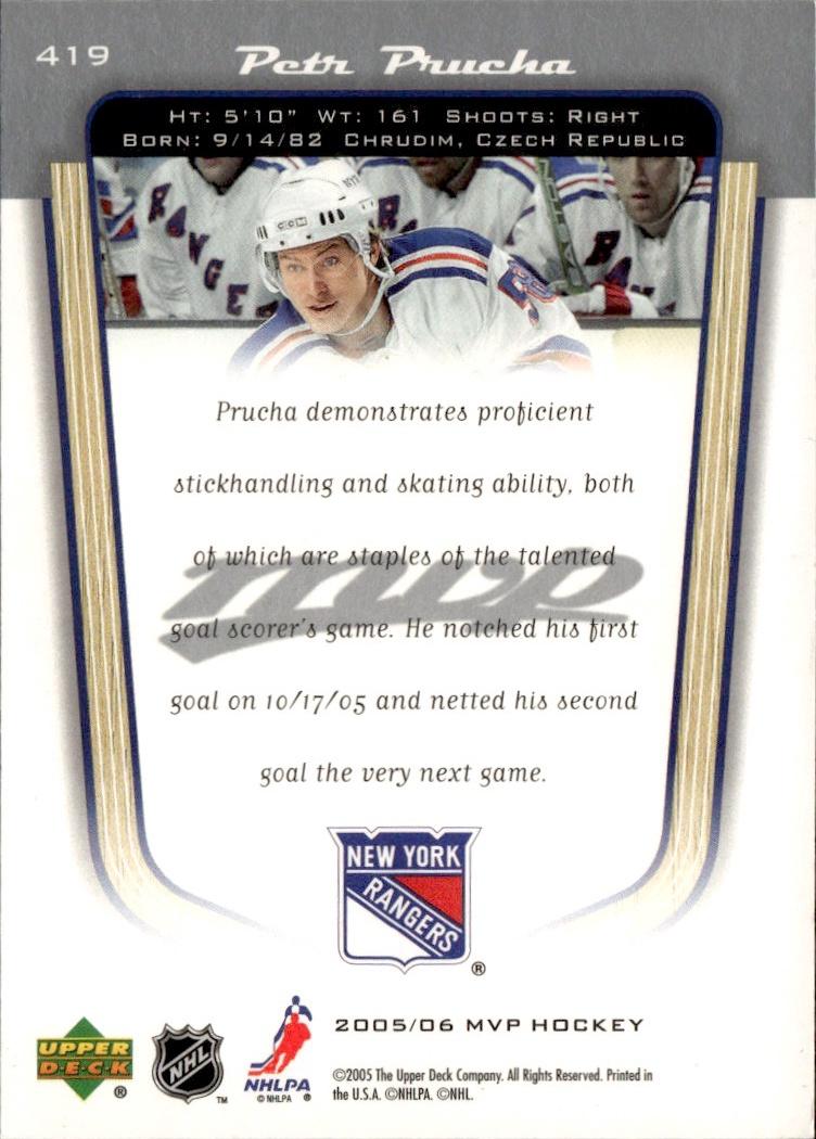 2005-06 Upper Deck MVP Hockey Rookie #419 New York Rangers (Petr Prucha)