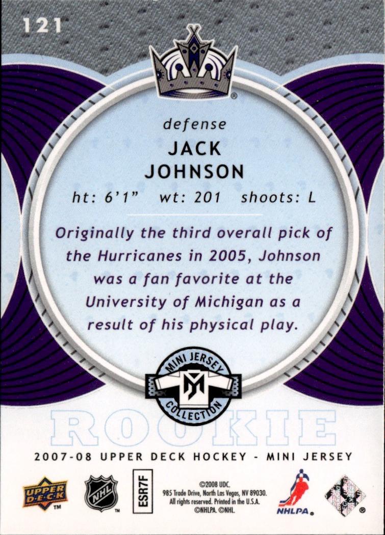 2007-08 Upper Deck Mini Jersey Hockey Rookie #121 Los Angeles Kings (Jack Johnson)