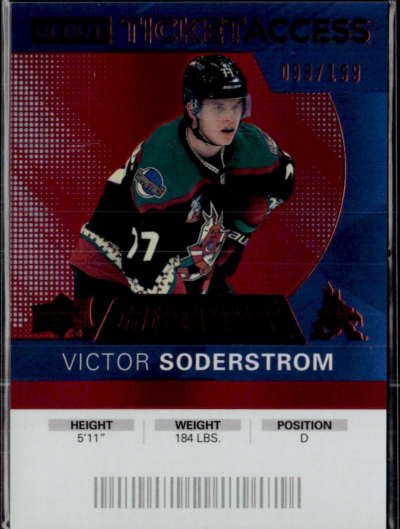 2021-22 Upper Deck Credentials Hockey 2020-21 Upper Deck Credentials Red #/199 #131 Arizona Coyotes (Victor Soderstrom)