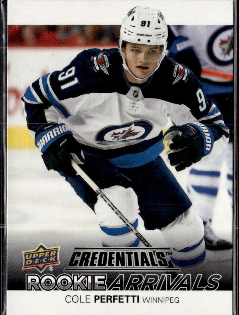 2021-22 Upper Deck Credentials Hockey Rookie Arrivals #RA-15 Winnipeg Jets (Cole Perfetti)