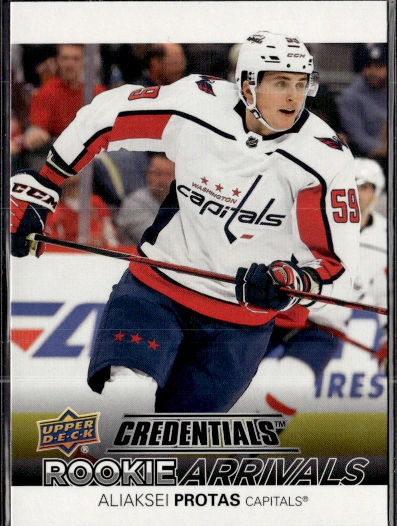 2021-22 Upper Deck Credentials Hockey Rookie Arrivals #RA-35 Washington Capitals (Aliaksei Protas)