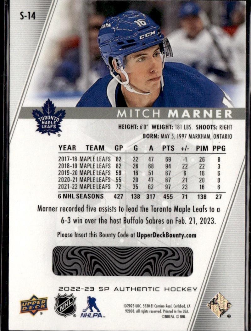 2022-23 SP Authentic Hockey Spectrum FX #S-14 Toronto Maple Leafs (Mitch Marner)