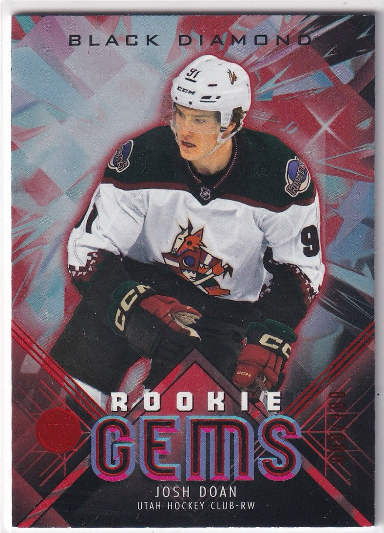 2024-25 Upper Deck Black Diamond Hockey Rookie Gems Red #/100 #RG-JD Utah Hockey Club, Josh Doan