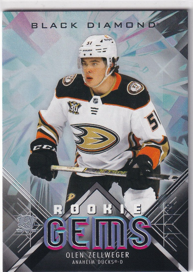 2024-25 Upper Deck Black Diamond Hockey Rookie Gems #/399 #RG-OZ Anaheim Ducks, Olen Zellweger