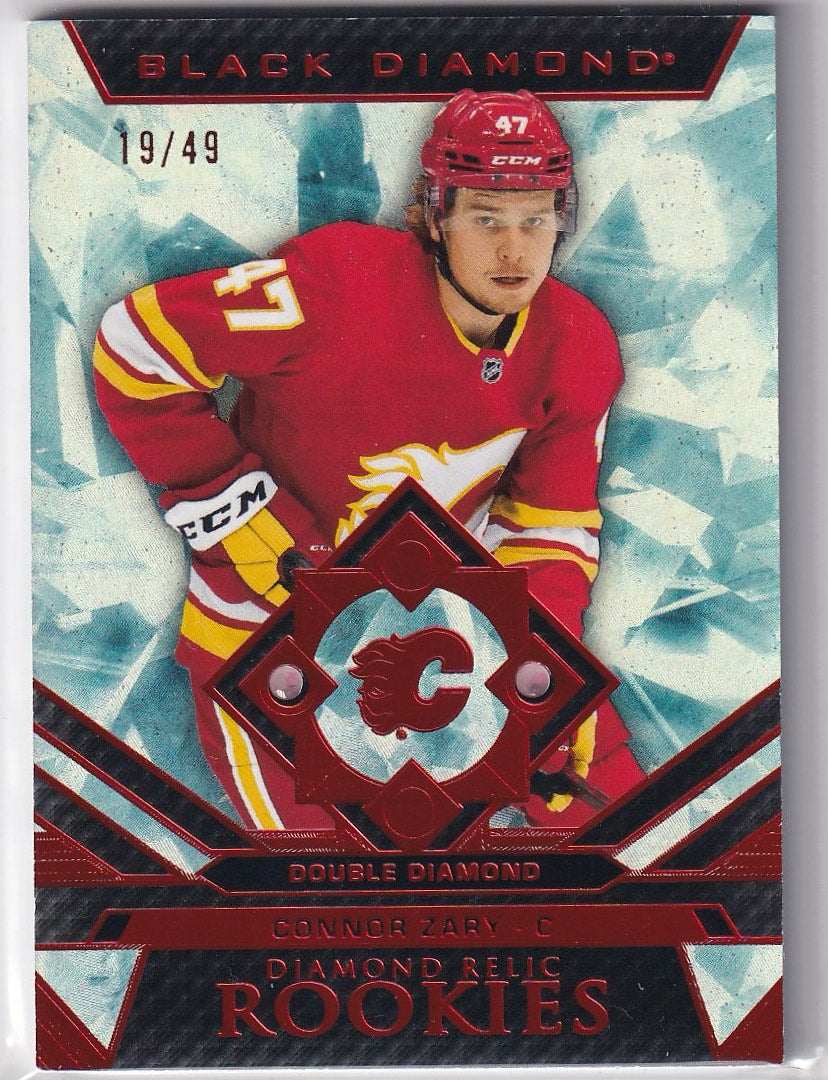 2023-24 Upper Deck Black Diamond Hockey Diamond Relic Rookies Ruby #/49 #BDR-CZ Calgary Flames, Connor Zary