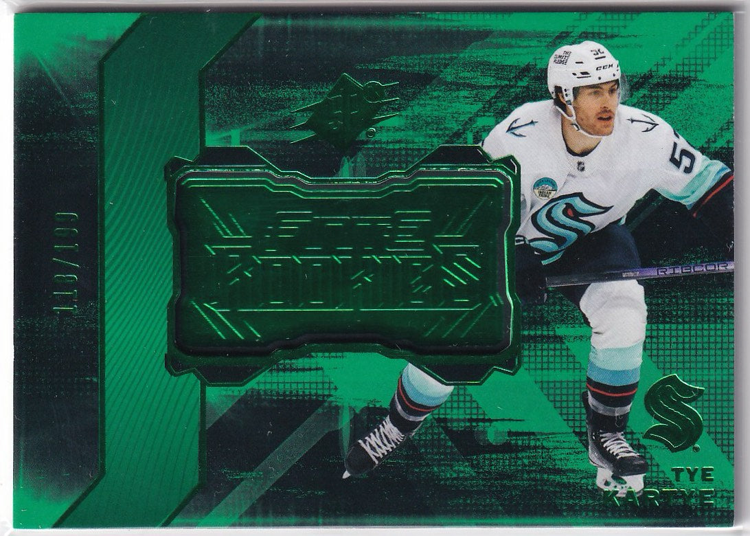 2023-24 SPx Hockey Finite Rookies Green #/199 #F-16 Seattle Kraken, Tye Kartye