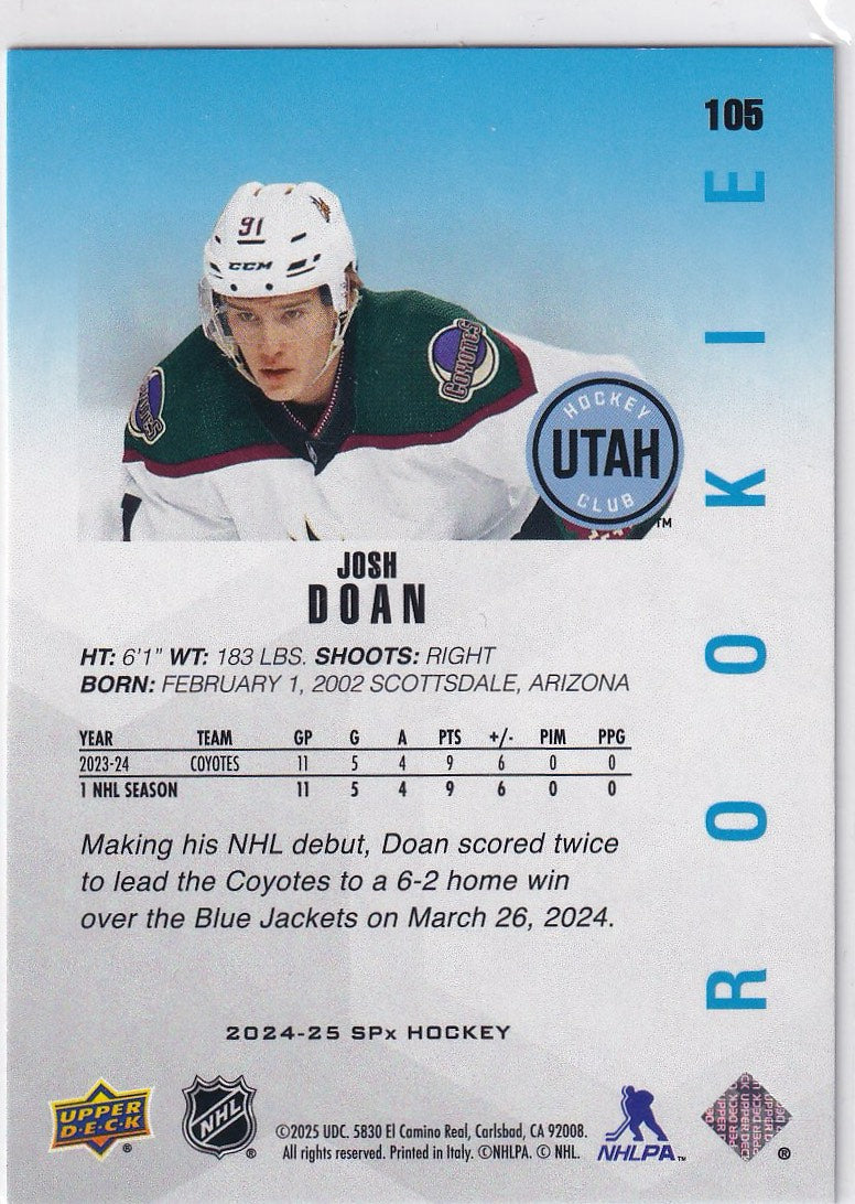 2024-25 SPx Hockey #105 Utah Hockey Club, Josh Doan