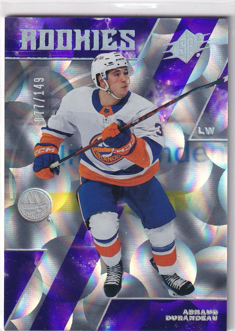 2023-24 SPx Hockey Parallax Purple #/149 #198 New York Islanders, Arnaud Durandeau