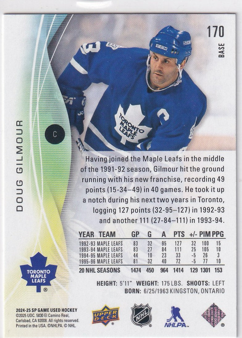 2024-25 SP Game Used Hockey #170 Toronto Maple Leafs (Doug Gilmour)