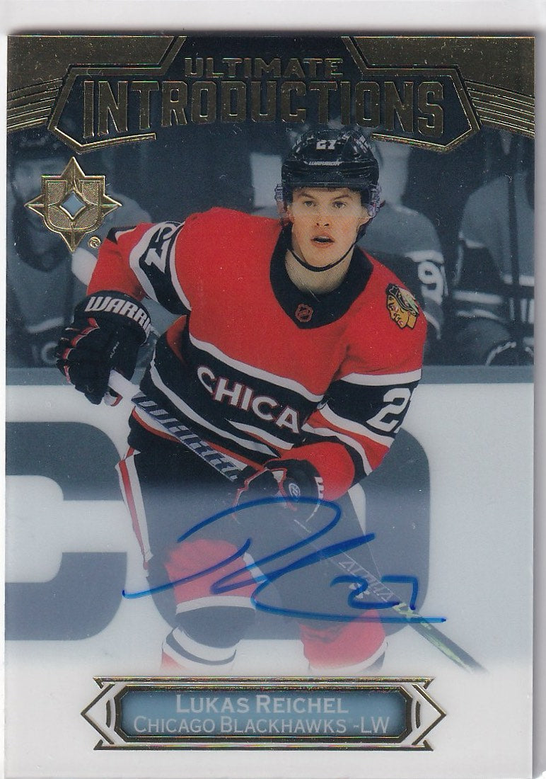 2022-23 Upper Deck Ultimate Collection Hockey Ultimate Introductions Auto #UI-19 Chicago Blackhawks (Lukas Reichel)