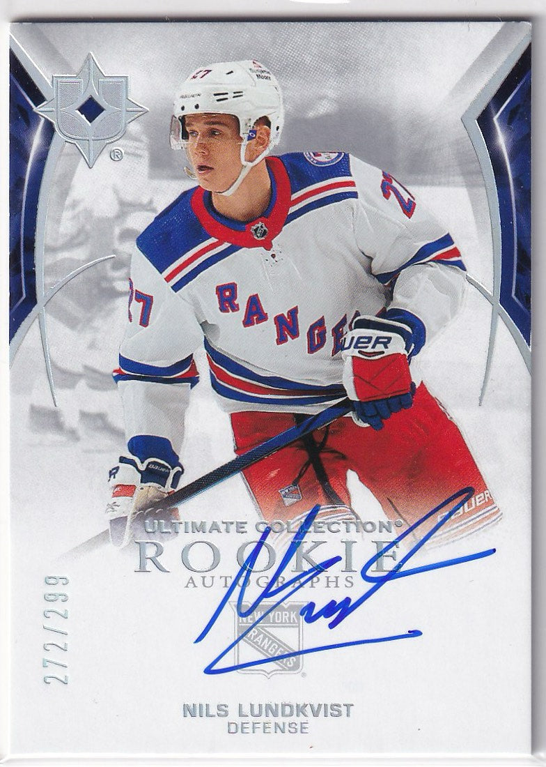 2021-22 Upper Deck Ultimate Collection Hockey Auto #108 New York Rangers (Nils Lundkvist)
