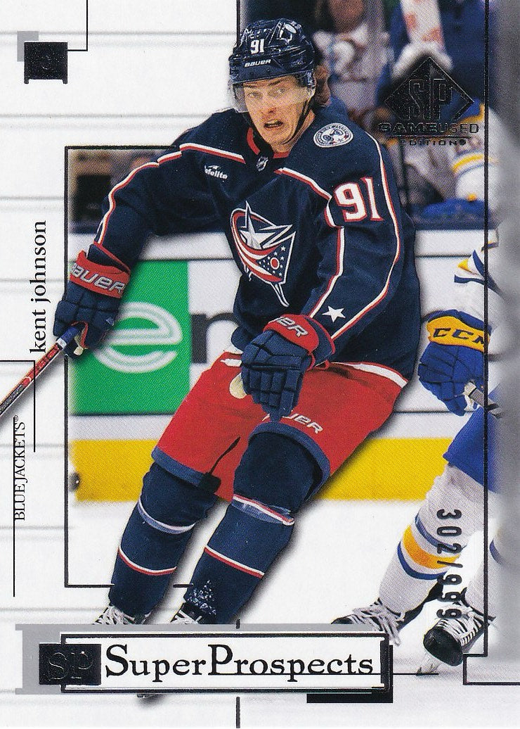 2022-23 SP Game Used Hockey 2001 Retro Rookies Crossover #/999 #RC-10 Columbus Blue Jackets, Kent Johnson