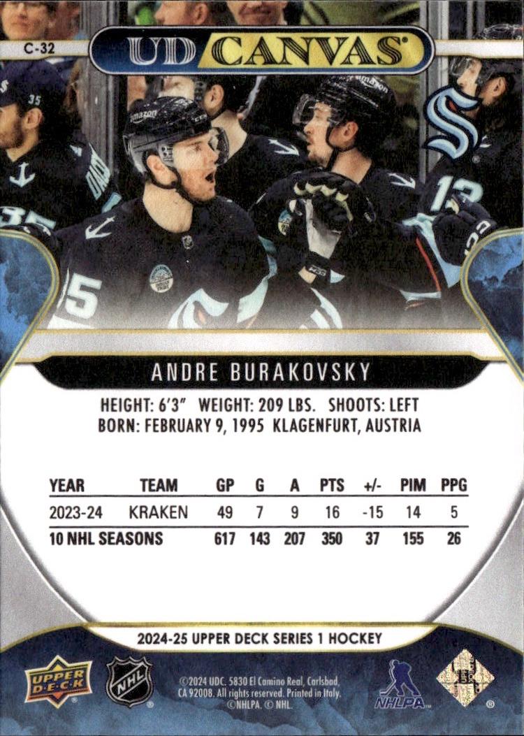 2024-25 Upper Deck Series 1 Hockey UD Canvas #C-32 Seattle Kraken, Andre Burakovsky