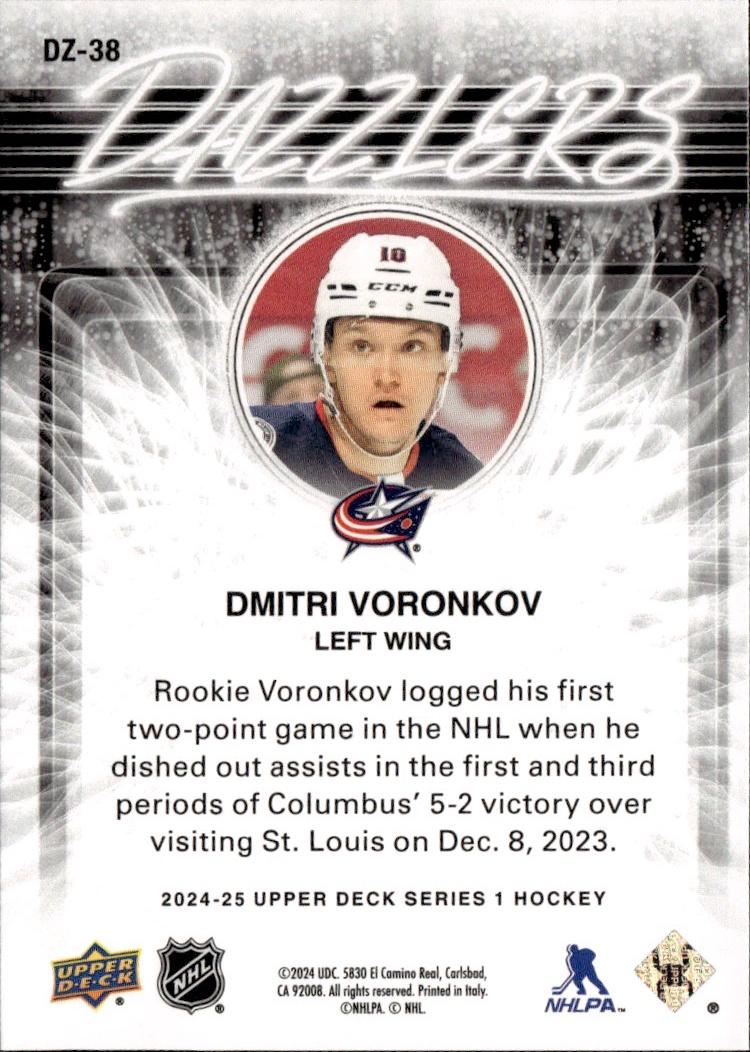 2024-25 Upper Deck Series 1 Hockey Dazzlers Orange #DZ-38 Columbus Blue Jackets, Dmitri Voronkov