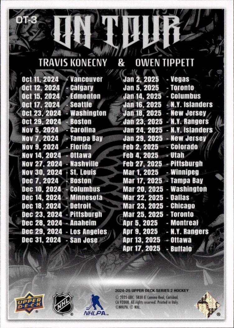 2024-25 Upper Deck Series 2 Hockey On Tour #OT-3 Philadelphia Flyers, Travis Konecny / Owen Tippett