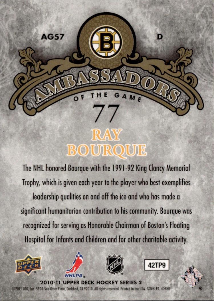 2010-11 Upper Deck Series 2 Hockey Ambassadors of the Game #AG-57 Boston Bruins, Ray Bourque