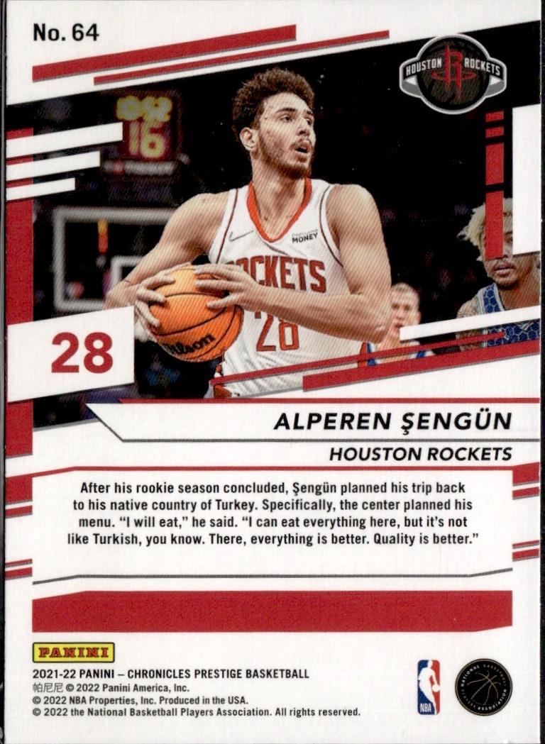 2021-22 Panini Chronicles Basketball - Base Pink #64 Houston Rockets (Alperen Sengun)