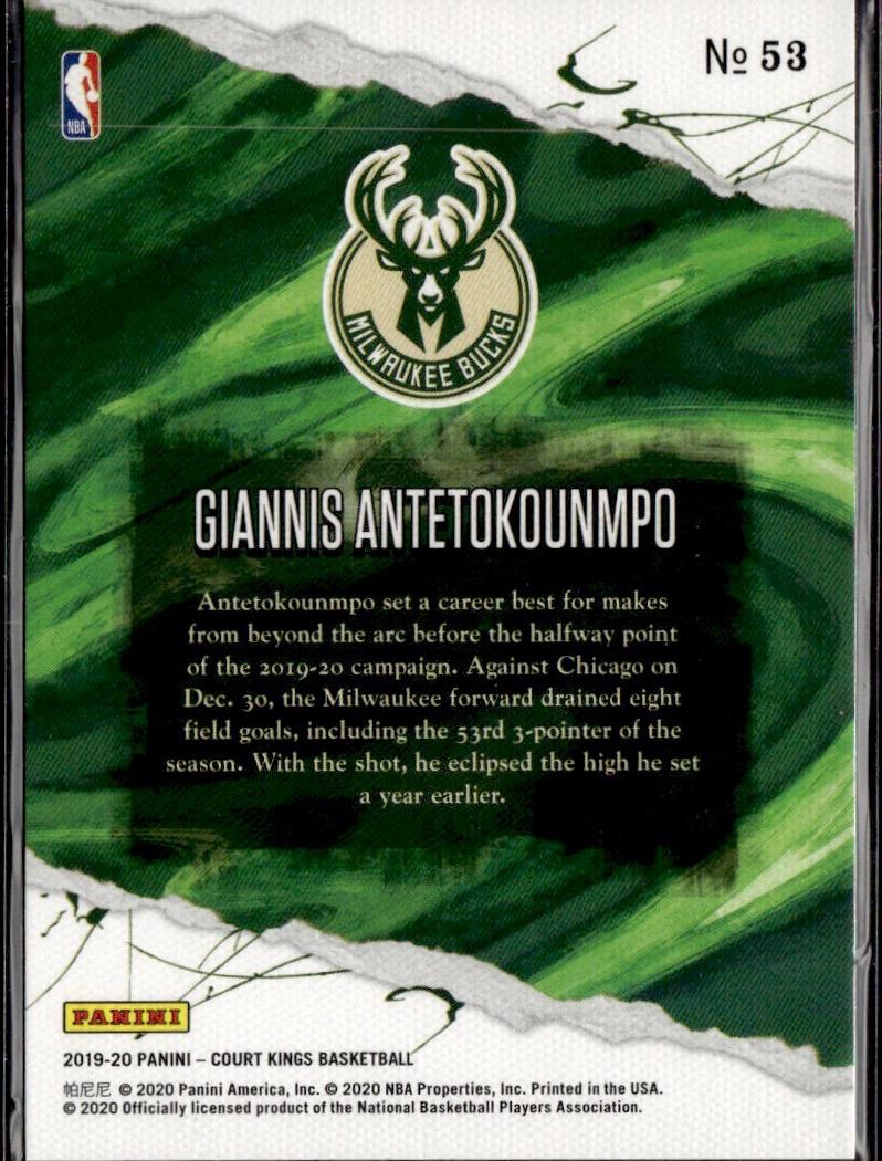 2019-20 Panini Court Kings Basketball - Base #53 Milwaukee Bucks, Giannis Antetokounmpo