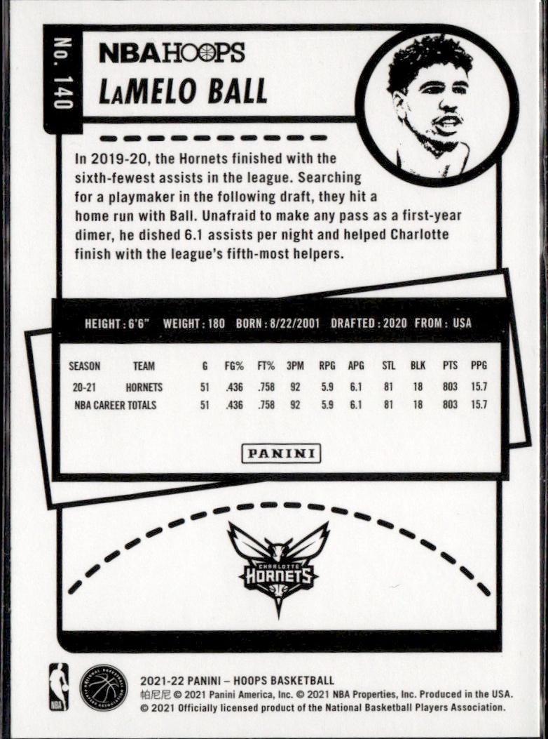 2021-22 Hoops Basketball - Base #140 Charlotte Hornets (LaMelo Ball)