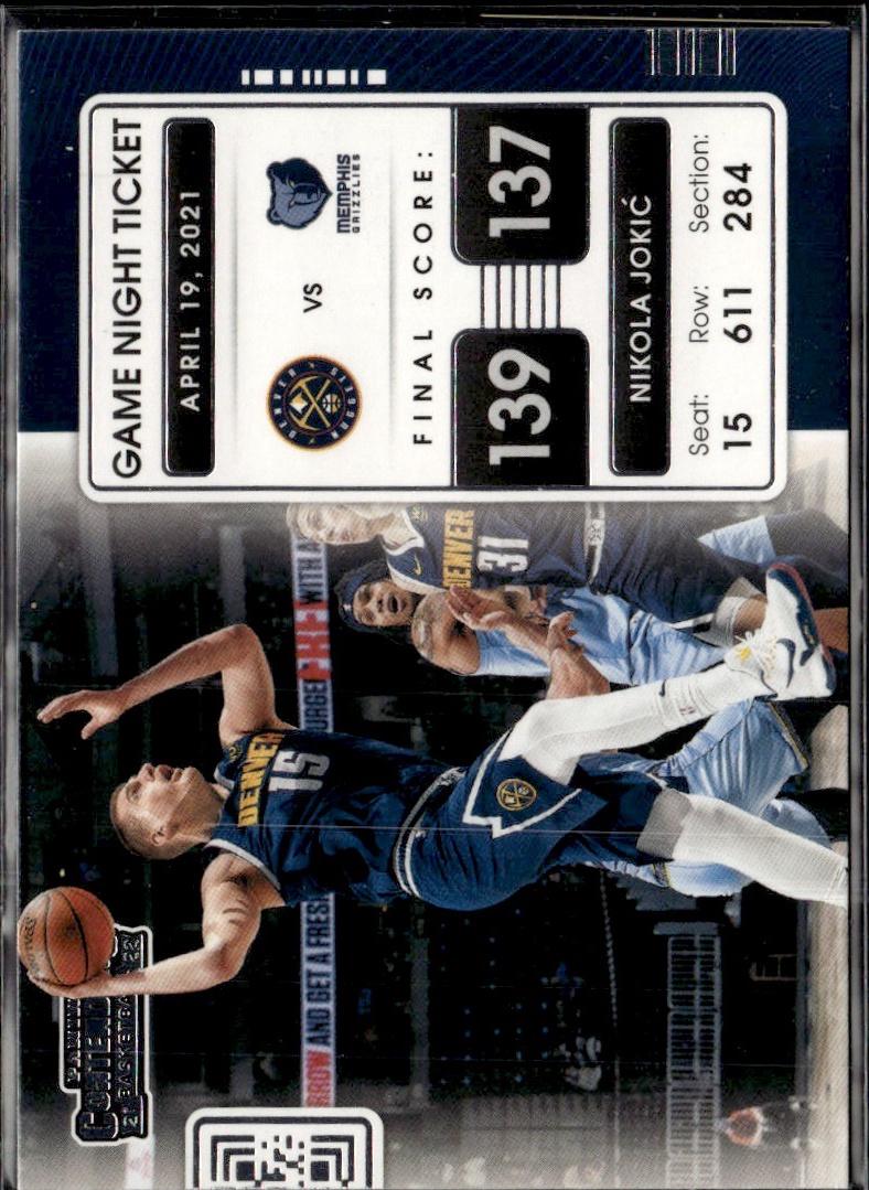 2021-22 Panini Contenders Basketball - Game Night Ticket #16 Nikola Jokic Denver Nuggets (Nikola Jokic)