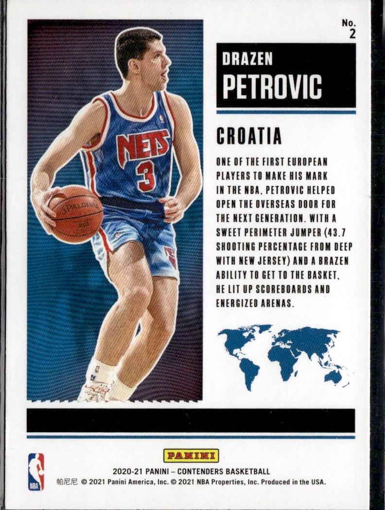 2020-21 Panini Contenders Basketball - International Ticket Red #2 Drazen Petrovic New Jersey Nets,