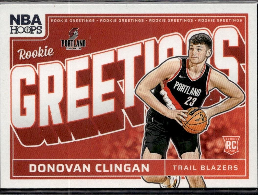 2024-25 Hoops Basketball - Rookie Greetings #5 Donovan Clingan Portland Trail Blazers
