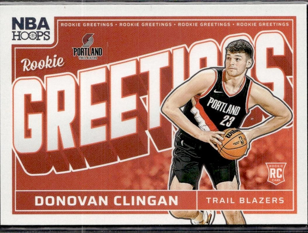 2024-25 Hoops Basketball - Rookie Greetings #5 Donovan Clingan Portland Trail Blazers