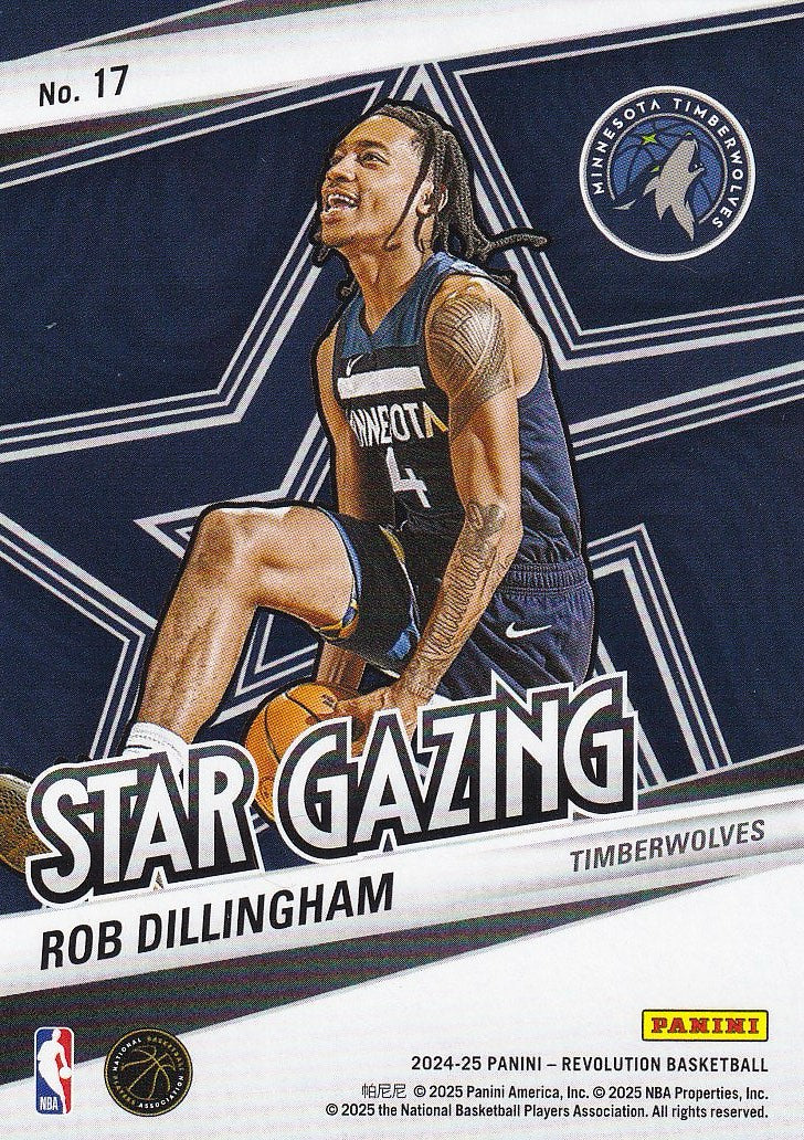 2024-25 Panini Revolution Basketball Star Gazing #17 Minnesota Timberwolves, Rob Dillingham