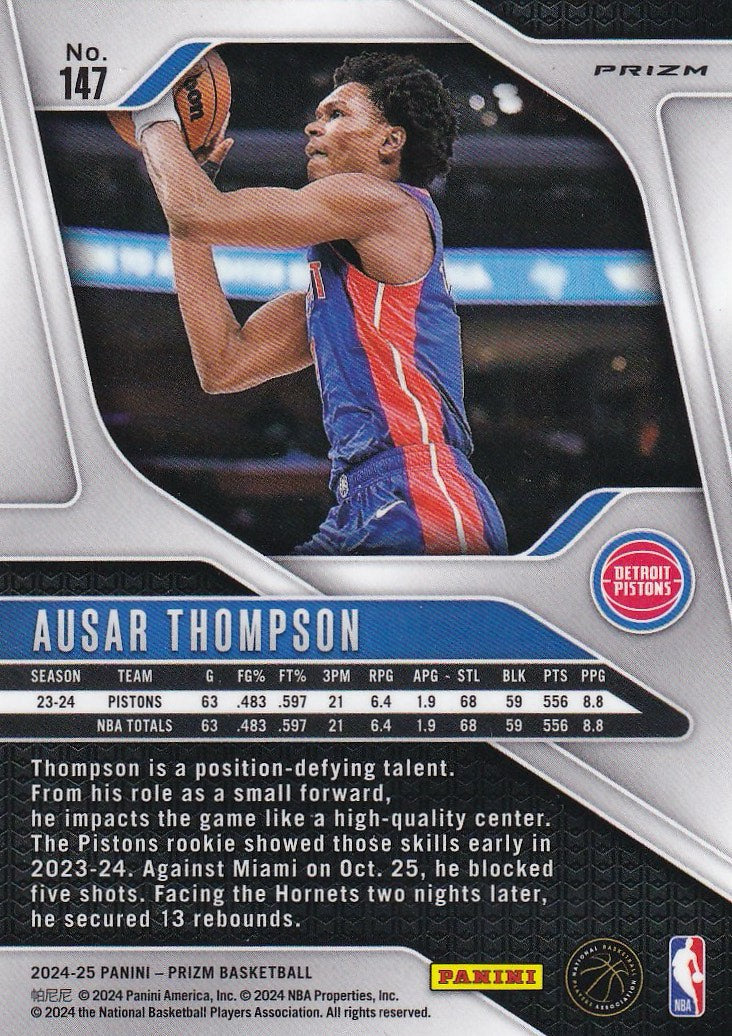 2024-25 Panini Prizm Basketball - Base Prizms Green #147 Detroit Pistons, Ausar Thompson