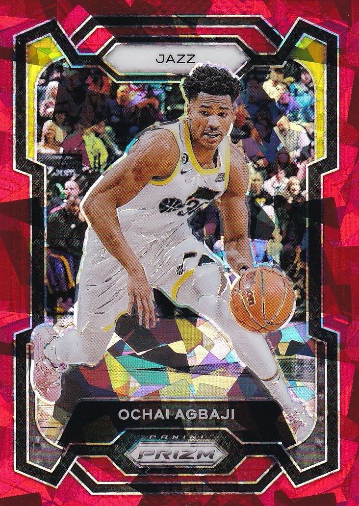 2023-24 Panini Prizm Basketball - Base Prizms Red Ice #92 Utah Jazz, Ochai Agbaji
