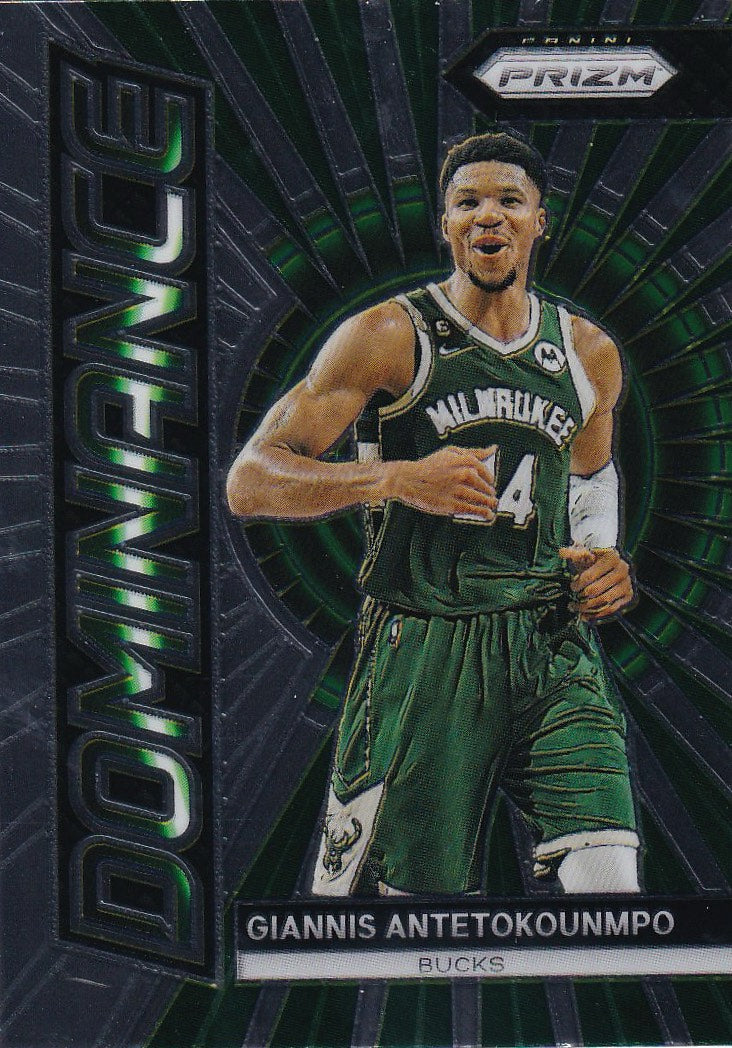 2023-24 Panini Prizm Basketball Dominance #7 Milwaukee Bucks, Giannis Antetokounmpo