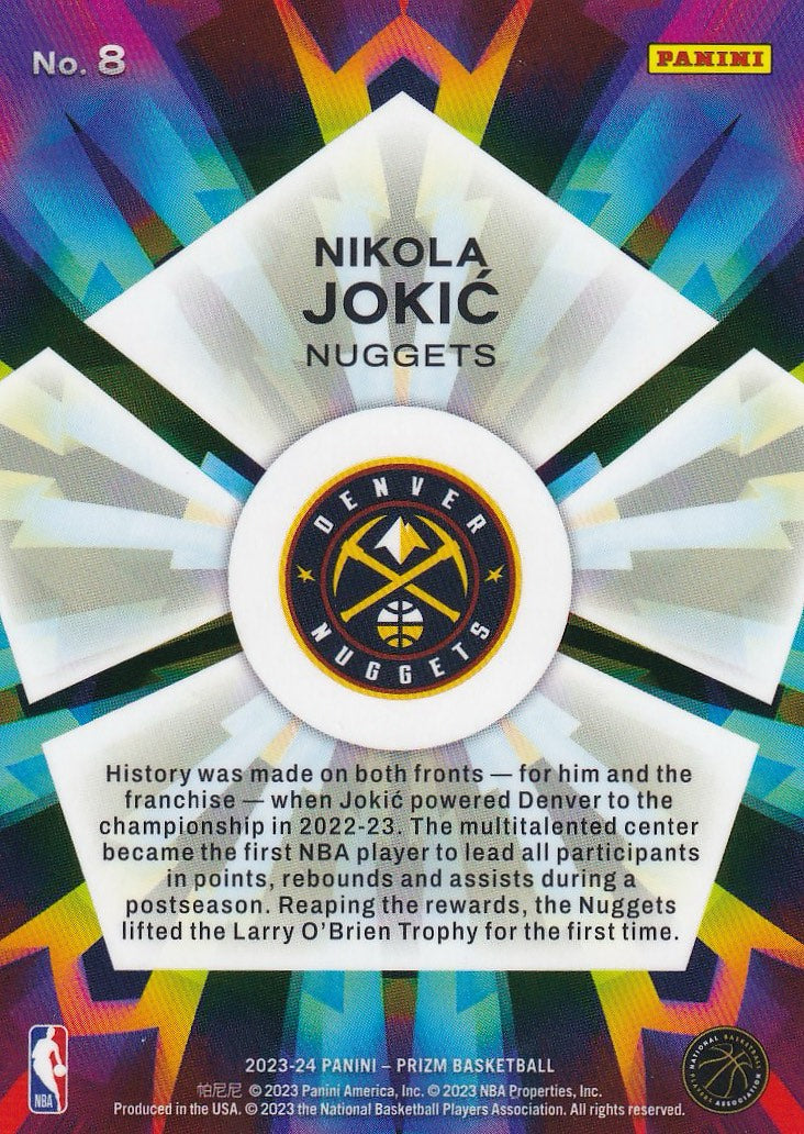 2023-24 Panini Prizm Basketball Kaleidoscopic #8 Denver Nuggets, Nikola Jokic
