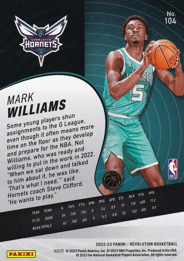 2022-23 Panini Revolution Basketball Astro #104 Charlotte Hornets, Mark Williams