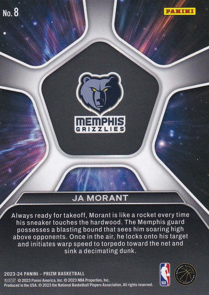 2023-24 Panini Prizm Basketball Deep Space #8 Memphis Grizzlies, Ja Morant