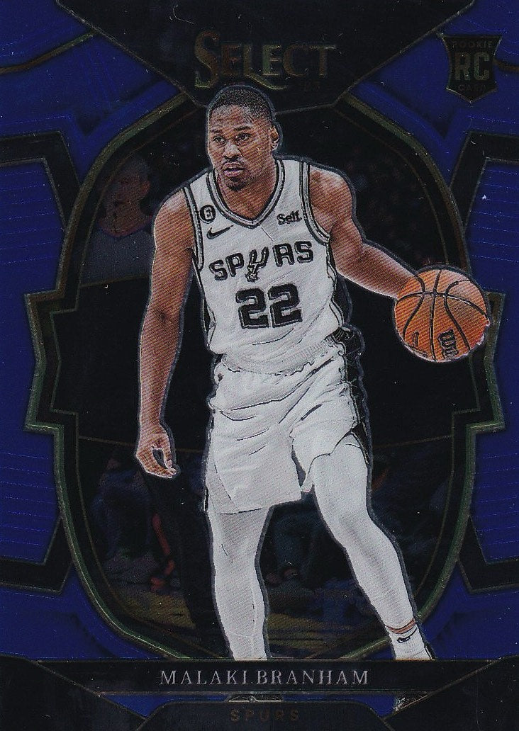 2022-23 Panini Select Basketball Blue (Retail Base) #95 San Antonio Spurs, Malaki Branham