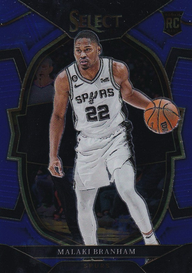 2022-23 Panini Select Basketball Blue (Retail Base) #95 San Antonio Spurs, Malaki Branham