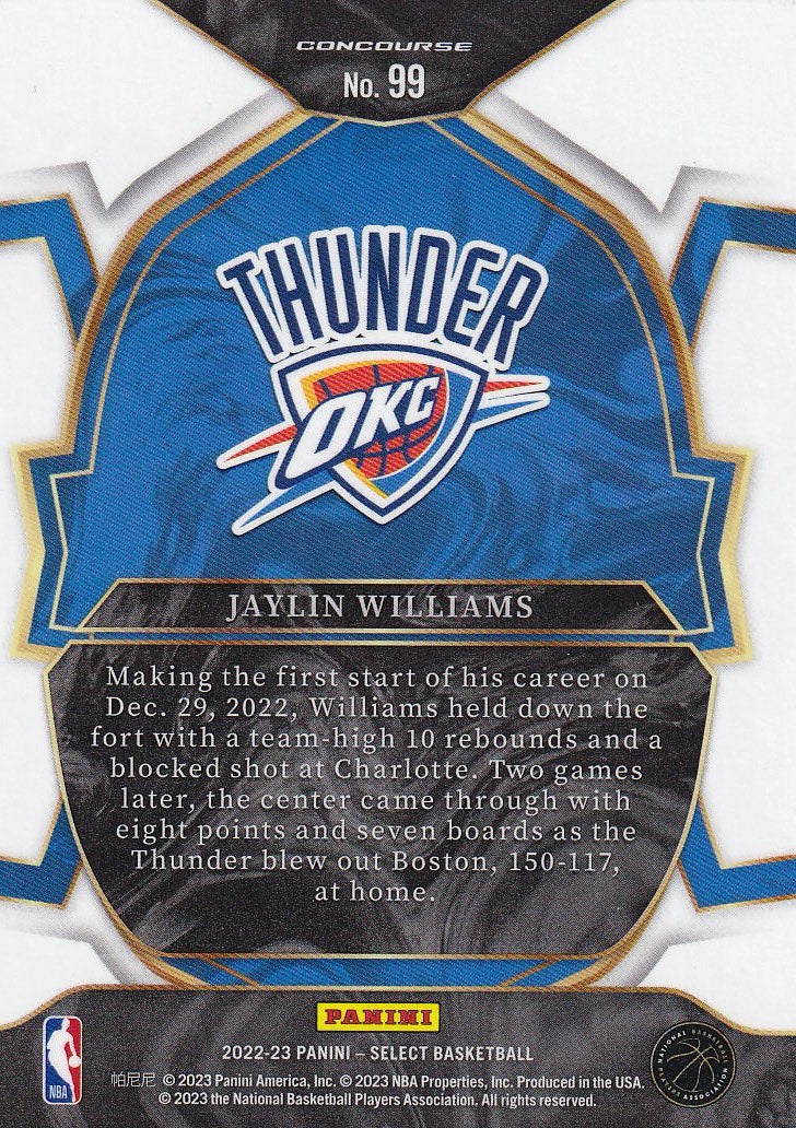 2022-23 Panini Select Basketball Blue (Retail Base) #99 Oklahoma City Thunder, Jaylin Williams
