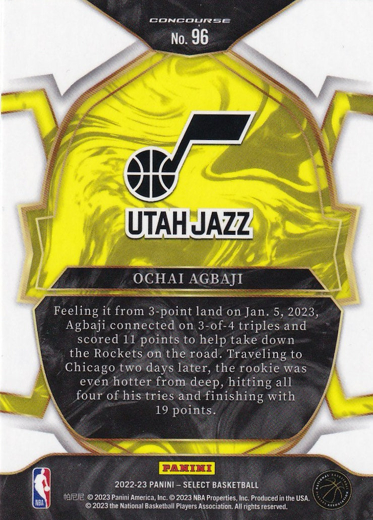 2022-23 Panini Select Basketball Blue (Retail Base) #96 Utah Jazz (Ochai Agbaji)