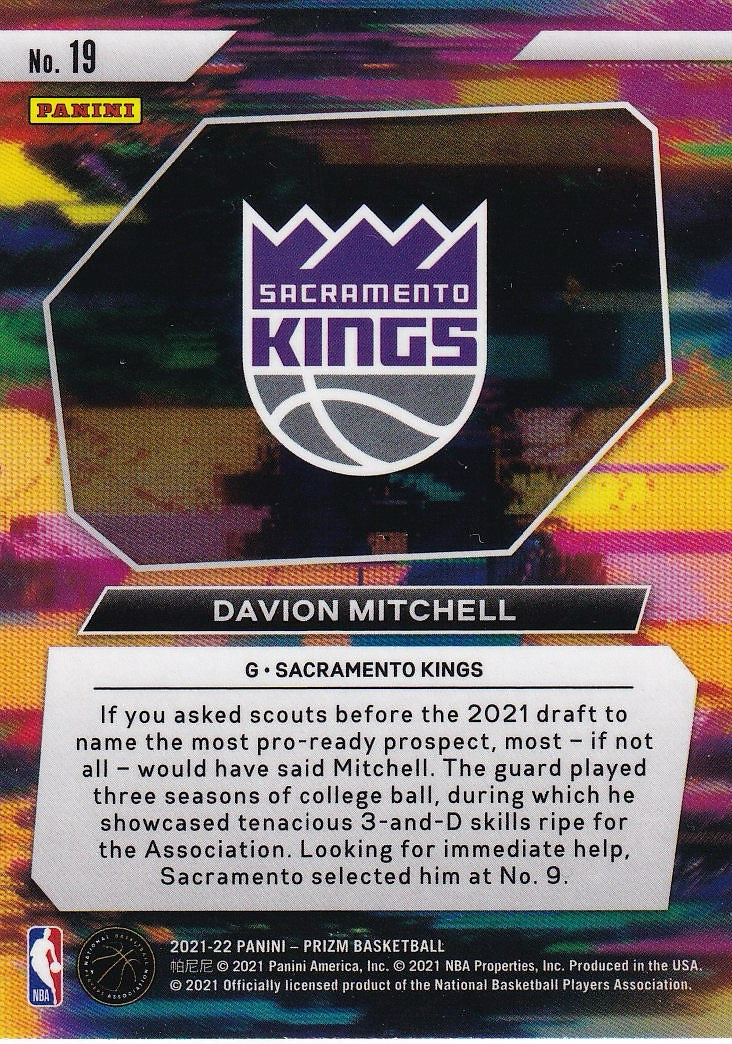 2021-22 Panini Prizm Basketball Instant Impact #19 Sacramento Kings (Davion Mitchell)