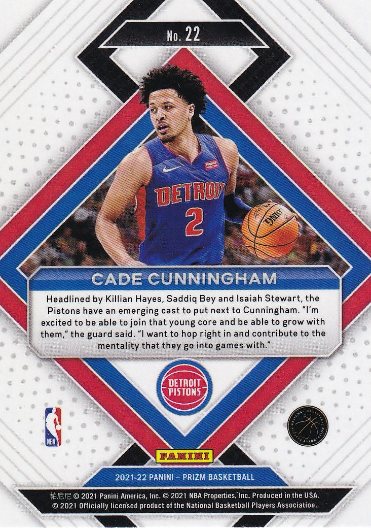 2021-22 Panini Prizm Basketball Emergent #22 Detroit Pistons (Cade Cunningham)