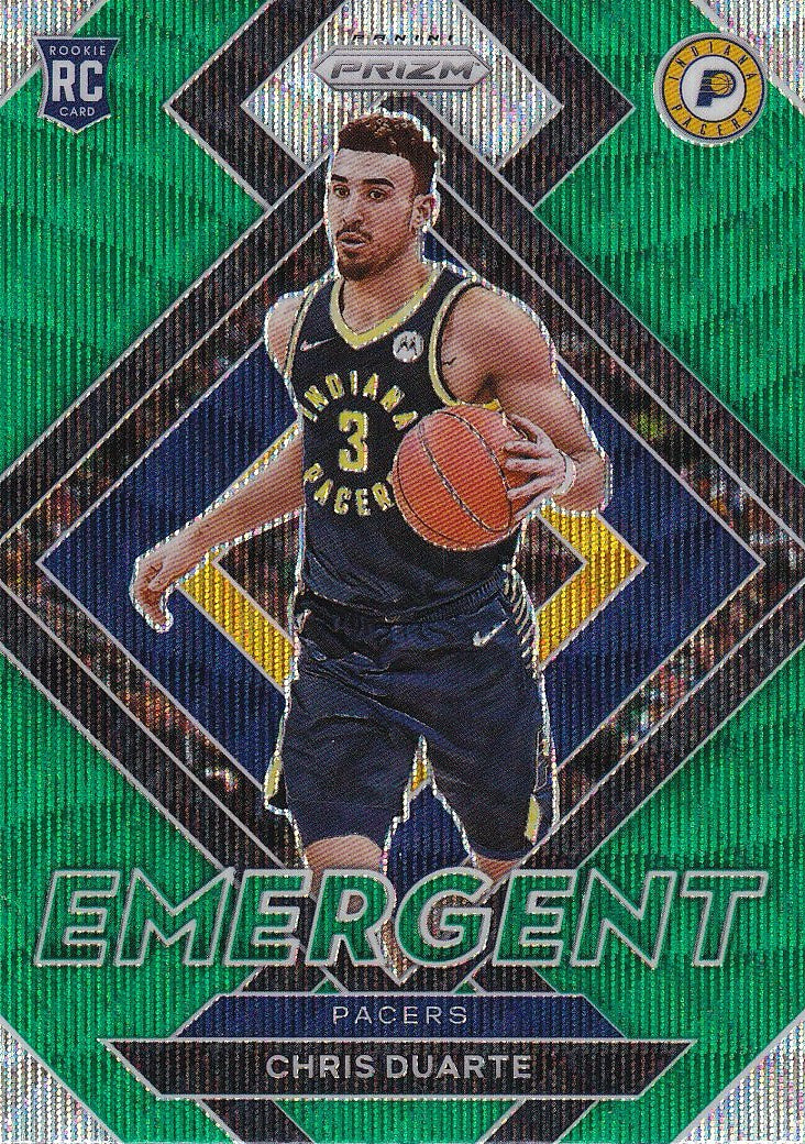 2021-22 Panini Prizm Basketball Emergent Prizms Green #14 Indiana Pacers (Chris Duarte)